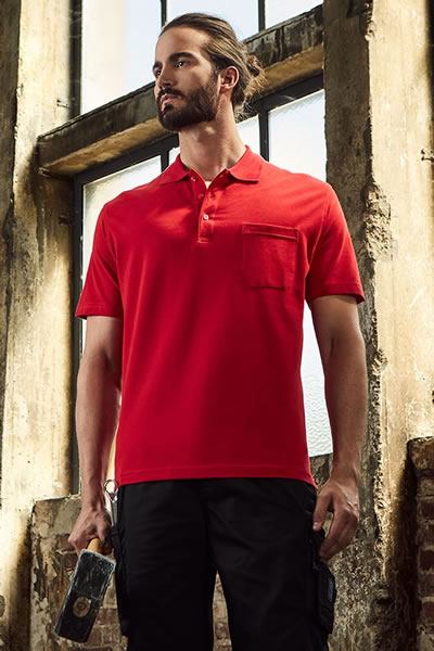 Promodoro Menss Heavy Polo Pocket Polo mit Brusttasche und Knopfleiste