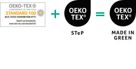 OEKOTEX® Standard 100 + SteP LAbel = MADE IN GREEN